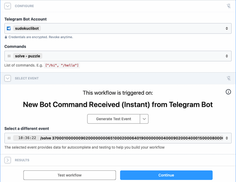 New Bot Command Received (Instant) from Telegram Bot